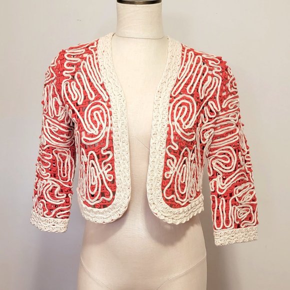 Chico's Jackets & Blazers - Chico's Bolero Jacket Soutache Orange Cream '0'